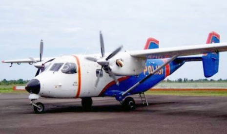 Pesawat M 28 Skytruck milik Polri yang seperti inilah yang hilang di Kepri.