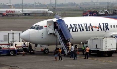   Pesawat maskapai Batavia Air di Bandara Soekarno Hatta, Tangerang, Banten.