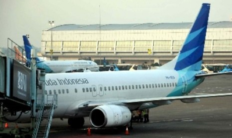 Pesawat milik maskapai Garuda Indonesia parkir di Terminal 2 Bandara Internsional Soekarno-Hatta, Banten. (ilustrasi) 