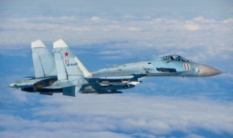 Pesawat Sukhoi 27 milik Rusia diterbangkan menuju Suriah.