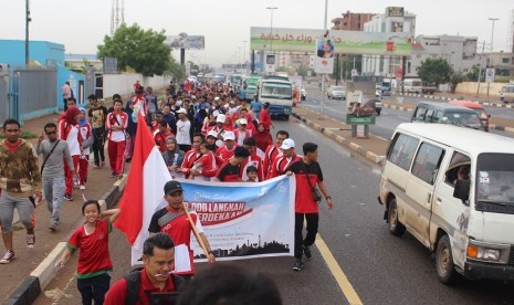 Peserta 10 Ribu langkah kemerdekaan di Kota Khartoum, Sudan.