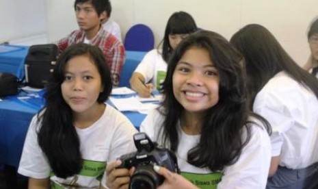  Peserta Republika Online Journalism Training, Rol to School yang diikuti oleh sekitar 100 orang pelajar SMA se-Jakarta Timur di Bogor, Jawa Barat, Selasa (22/5).