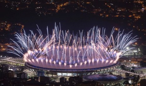 Upacara pembukaan Olimpiade 2016 di Rio de Janeiro, Brasil.