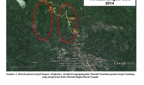 Peta bencana longsor dan banjir di Manado