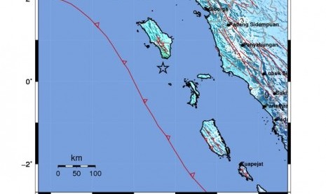 Peta gempa Nias.