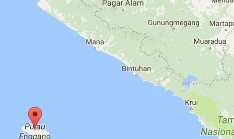 Peta Pulau Enggano yang merupakan pulau terluar Bengkulu.