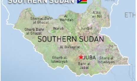 Peta wilayah Sudan Selatan