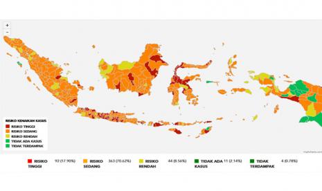 Peta zonasi risiko Covid-19 yang diakses 25 Januari 2021.  
