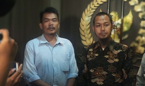 Petani Bawang asal Brebes, Subhan yang mempolisikan Guntur Romli mengadu ke DPR RI, Jakarta, Senin (18/2). 