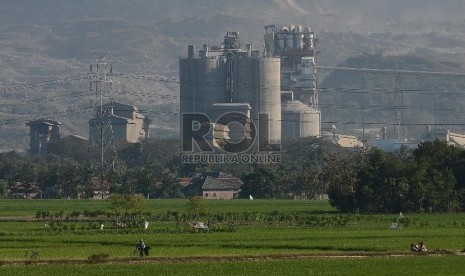 Petani melintasi sawahnya yang berada di Palimanan, Kabupaten Cirebon, Jawa Barat, Jumat (26/6).