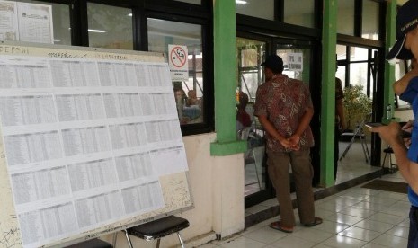 Petugas KPPS di Pulau Pramuka Kepulauan Seribu mengarahkan warga masuk bilik suara di 06. Ada 443 masuk daftar pemilih tetap yang terdiri dari Perempuan 224 dan Laki-laki 218.