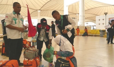 Jamaah haji Indonesia di Bandara Internasional King Abdul Aziz Jeddah. (olistrasi).