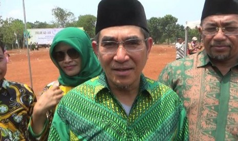 Pimpinan Pusat (Lajnah Tanfidziyah) Syarikat Islam, Hamdan Zoelva, saat menghadiri Milad ke-113 Syarikat Islam di Bumi Perkemahan, Desa Ciwareng, Kecamatan Babakan Cikao, Purwakarta, Selasa (16/10).