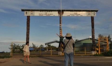 Pintu gerbang perbatasan PNG di Skow, Distrik Muara Tami, Jayapura, Papua.