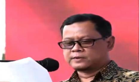   Plt Deputi Bidang Pendidikan dan Peran Serta Masyarakat KPK, Wawan Wardiana, dalam acara Peluncuran Program Desa Antikorupsi di Desa Panggungharjo, Sewon, Bantul, DIY.