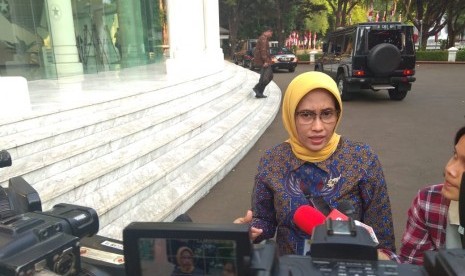 Plt Direktur Utama PLN Sripeni Inten Cahyani usai dipanggil Wakil Presiden Jusuf Kalla di Kantor Wapres, Jakarta, Kamis (29/8).  Fauzi