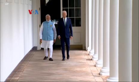 PM India, Narendra Modi bersama Presiden Amerika Serikat, Joe Biden