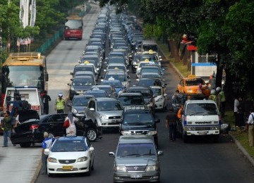 Kemacetan lalulintas yang terjadi di Jakarta. Ilustrasi.