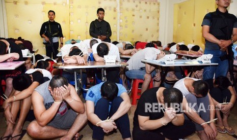  Chinese nationals arrested in a raid on a residential area in Badung regency, Bali, on Tuesday.