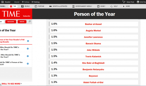 Polling Person of the Year 2014 versi majalah Time.