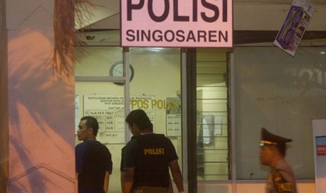 Pos Polisi Singosaren, lokasi peristiwa penembakan oleh orang tak dikenal yang menewaskan seorang anggota polisi.