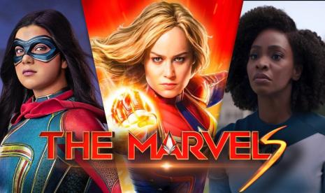 Poster film The Marvels. Film The Marvels akan menjadi film MCU dengan durasi terpendek sejauh ini.