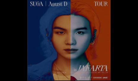 Poster konser Suga BTS di ICE BSD Tangerang, Banten, Indonesia pada 26-28 Mei 2023. Spotify menghadirkan playlist dari konser Suga tersebut.