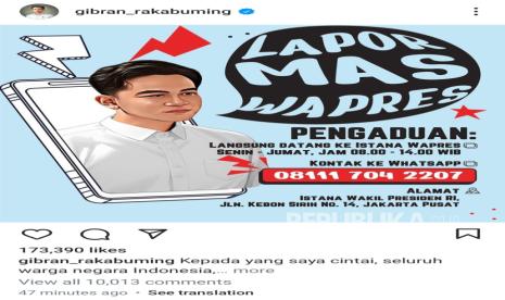 Poster layanan pengaduan langsung Wapres Gibran Rakabuming Raka