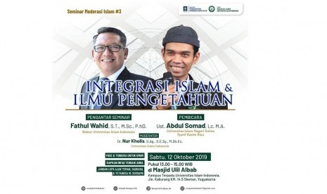 Poster undangan untuk acara ceramah Ustaz Abdul Somad di Masjid Ulil Albab di Kampus Terpadu UII di kawasan Besi, Kaliurang.