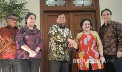 Prabowo Subianto tiba di rumah Megawati di Jalan Teuku Umar, Jakarta Pusat pada Rabu (24/7).