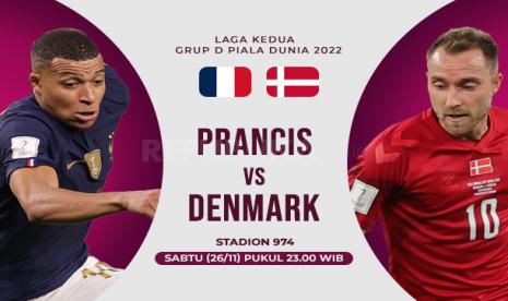 Prancis vs Denmark, laga dua tim unggulan Grup D Piala Dunia 2022.