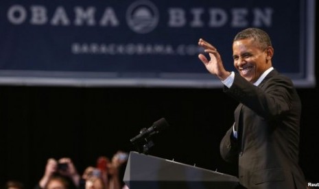 Presiden Amerika Barack Obama dalam salah satu kampanyenya di Oregon, Portland, (24/7). Partai Demokrat Amerika telah menyatakan siap untuk memasukkan perkawinan sesama jenis dalam program kampanye partai secara resmi untuk pertama kalinya