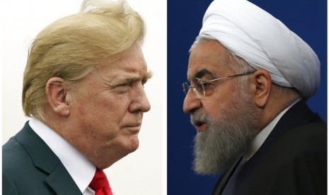 Presiden Amerika Serikat Donald Trump dan Presiden Iran Hassan Rouhani.