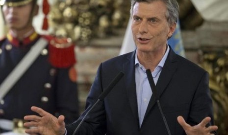 Presiden Argentina Mauricio Macri saat memberi pernyataan terkait Panama Papers di Istana Negara, Kamis, 7 April 2016.