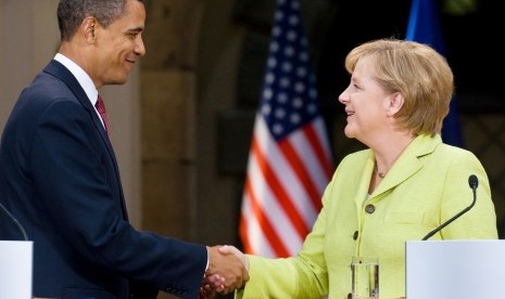 Presiden AS Barack Obama dan Kanselir Jerman Angela Merkel 