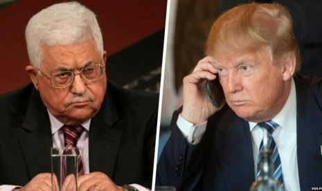 Presiden AS Donald Trump berbicara lewat telepon dengan Presiden Palestina Mahmoud Abbas (foto: ilustrasi). 