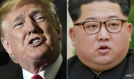 Presiden AS Donald Trump (kiri) dan Presiden Korea Utara Kim Jong-un (kanan).