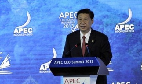 China President Xi Jinping in address to APEC CEO Summit 2013 in Bali International Convention Center (BICC), Nusa Dua, Bali on Monday, October 7, 2013