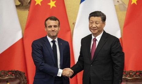 Presiden Cina Xi Jinping dan Presiden Prancis Emmanuel Macron