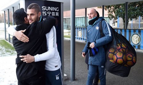 Presiden Inter Milan, Erick Thohir, bersama kapten Mauro Icardi 