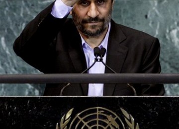 Presiden Iran Mahmoud Ahmadinejad di acara PBB.