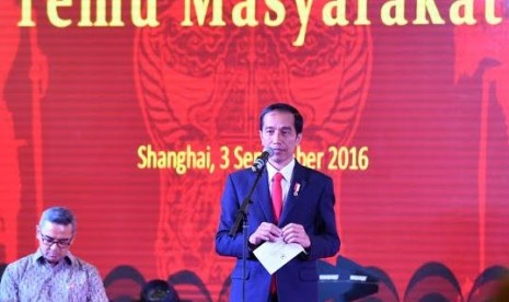 Presiden Joko Widodo berdialog dengan diaspora di Golden Hall Shanghai Mart, Sabtu, (3/9).