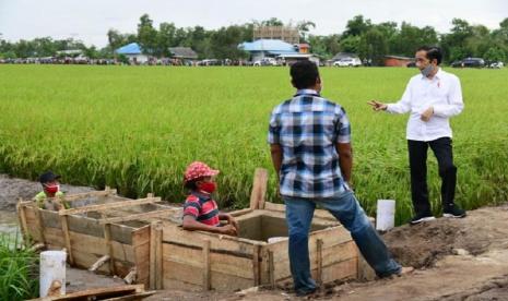 Presiden Joko Widodo ketika mengunjungi Kapuas, Kalimantan Tengah yang direncanakan menjadi lumbung pangan nasional atau Food Estate