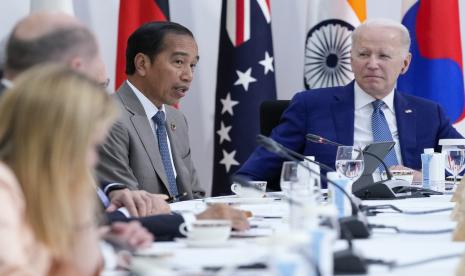 Presiden Joko Widodo saat mengikuti KTT G7 di Hiroshima, Jepang.