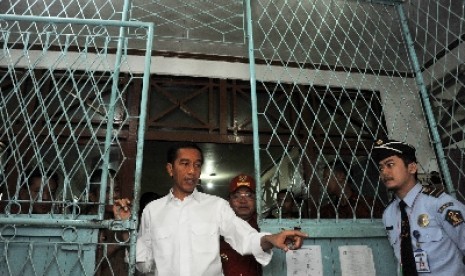 Presiden Jokowi di Pos Pemeriksaan Lintas Batas (PLB) Entikong di Kabupaten Sanggau, Kalbar, Rabu (21/1).