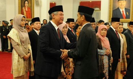 Presiden Jokowi melantik sembilan Wantimpres di Istana Negara, Senin (19/1).