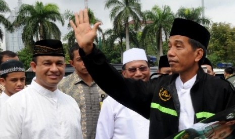 Presiden Jokowi peringati Maulid Nabi Muhammad SAW 1436 hijriah di Silang Monas, Jakarta, Sabtu (3/1).