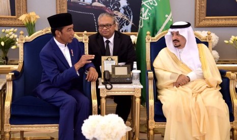 Indonesian President Joko Widodo (Jokowi) arrived in Riyadh to meet King Salman bin Abdulaziz Al-Saud, Sunday, April 4, 2019.