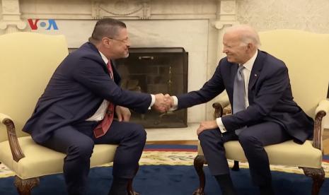 Presiden Kosta Rika Rodrigo Chaves kunjungi Presiden Amerika Serikat Joe Biden.