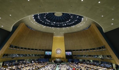 Presiden Mali Ibrahim Boubacar Keita berbicara dalam Sidang Majelis Umum PBB di New York, Senin (28/9).